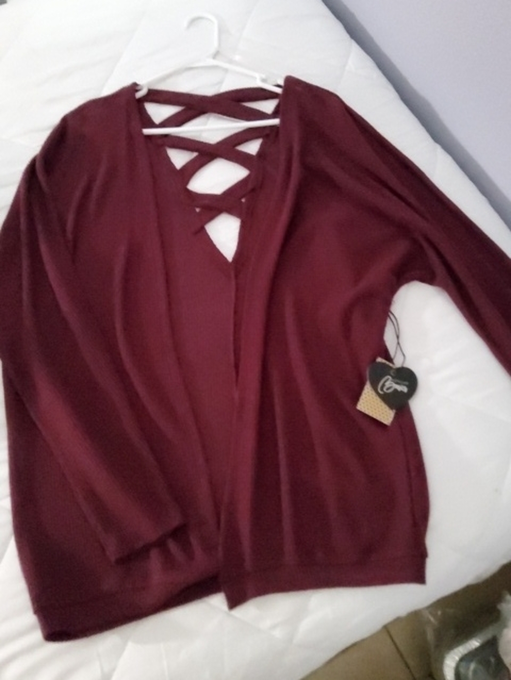 Crisscross Back Maroon Sweater
